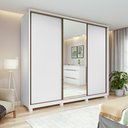 Ver imagem 1 de Guarda-roupa Casal 100% Mdf 3 Portas 6 Gavetas Vitta 2,70 Glass e Pés Branco