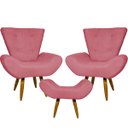 Ver imagem 1 de Kit 2 Poltronas Decorativas Para Sala Recepção Escritório Consultório + Puff Emilia Suede