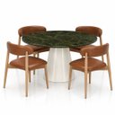 Ver imagem 2 de Mesa de Jantar Cone Redonda 110 cm Tampo Mármore Verde Vitória Régia Base Laca Off White