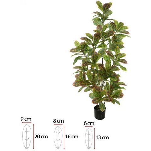 Planta Artificial Arvore Croton Real Toque C/pote X192 Verde 1,60m