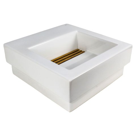 Cuba de Sobrepor Retangular com Grelha e Válvula Oculta 42,5x41cm Branco Gold Matte - L.1042.gl.mt.1