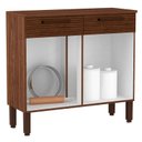 Ver imagem 3 de Balcão de Cozinha 90cm Nala 2 Portas 2 Gavetas - Kits Paraná Kits Parana Nogueira Off White Ripado