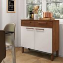 Ver imagem 2 de Balcão de Cozinha 90cm Nala 2 Portas 2 Gavetas - Kits Paraná Kits Parana Nogueira Off White Ripado