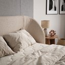 Ver mais imagens de Cabeceira Estofada Alure para Cama King de 193cm Orgânica Curva Linhão Bege - Desk Design