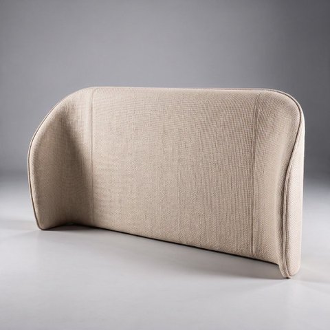 Cabeceira Estofada Alure para Cama King de 193cm Orgânica Curva Linhão Bege - Desk Design