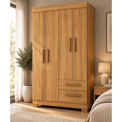 Guarda-Roupa Nt 6010 187cm 4 Portas 2 Gavetas Freijó Texturizado - Notável Móveis