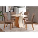 Ver imagem 1 de Conjunto: Mesa Sala Jantar Luiza C/ Tampo Reto Madeirado C/ Vidro 120x90cm e 4 Cadeiras Vita Nature/