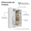 Ver imagem 4 de Guarda-Roupa Solteiro 4 Portas Batentes com Espelho Branco/Branco/Rustic Saturno Madesa