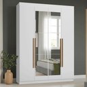 Ver imagem 1 de Guarda-Roupa Solteiro 4 Portas Batentes com Espelho Branco/Branco/Rustic Saturno Madesa