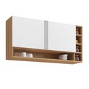 Ver imagem 1 de Armário Aéreo Cozinha Vanessa 105cm 2 Portas Nicho Lateral Mdp Funcional Amêndoa Branco - Desk Desig