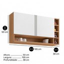 Ver imagem 2 de Armário Aéreo Cozinha Vanessa 105cm 2 Portas Nicho Lateral Mdp Funcional Amêndoa Branco - Desk Desig