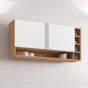Ver imagem 3 de Armário Aéreo Cozinha Vanessa 105cm 2 Portas Nicho Lateral Mdp Funcional Amêndoa Branco - Desk Desig