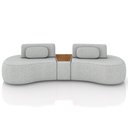 Ver imagem 3 de Sofá 4 Lugares Orgânico para Sala Living com Puff 302cm Vasti M03 Linho Cinza - Lyam Decor