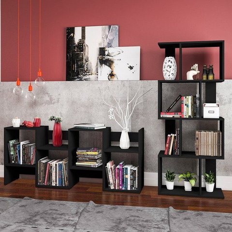 Estante para Livros Multiuso 60cm com 8 Nichos Preto