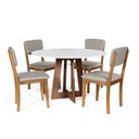 Ver imagem 1 de Mesa de Jantar Redonda Montreal Bran/nor com 4 Cadeiras Estofadas Ella Cinza Claro