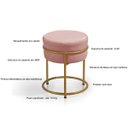 Ver imagem 2 de Kit 2 Poltrona Louis com 2 Puff Argola Levi Veludo Rosa Pés Palito - Arkell
