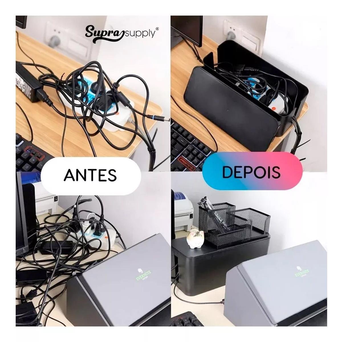 Caixa Organizadora de Fios e Cabos e Luva 50cm Canaleta Cabo ...
