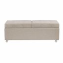 Ver imagem 4 de Recamier Madri 140cm com Rodinhas Linho Madeira Bege Inova Decor