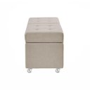 Ver imagem 3 de Recamier Madri 140cm com Rodinhas Linho Madeira Bege Inova Decor