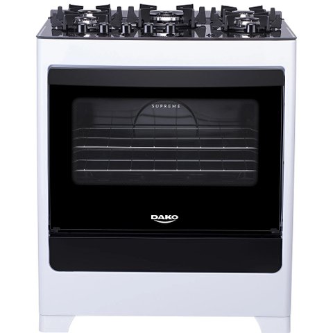 Fogão Dako 5 Bocas Supreme Glass com Mesa de Vidro Branco Bivolt