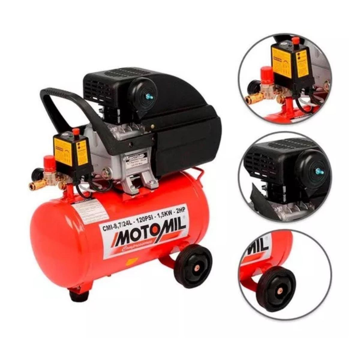 Compressor de Ar Elétrico Motomil Cmi-8,7/24l 127/220v 60hz