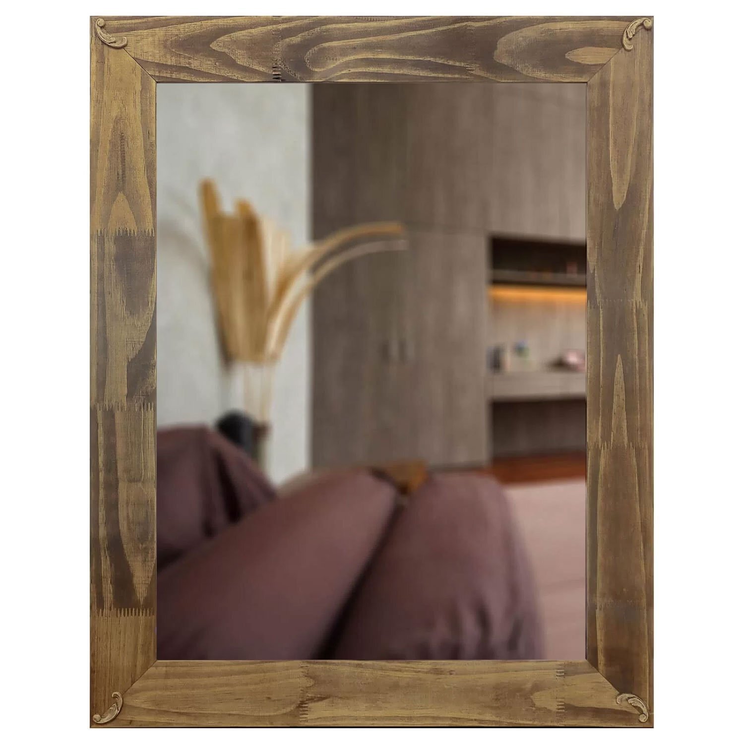 Espelho Decorativo Rústico com Moldura e Apliques 77cm x 97cm Decore Pronto - 1
