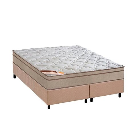 Cama Box Queen: Colchão Molas Castor Bonnel Revolution + Base CRC Suede Bege(158x198)
