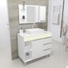 Armário para Banheiro/ Lavabo Fit Supreme 97 Cm Branco com Bege C/cuba + Espelheira com Espelho + - 4