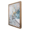 Ver imagem 1 de Quadro Decorativo Caixa Alta com Vidro Abstrato Mármore Azul Suave TaColado Moldura Madeira 90 x 60c