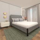 Ver imagem 5 de Cama Casal Estofada com Cabeceira e 2 Mesas de Cabeceira Mdf Cor:linho Lincoln Níquel com Luna