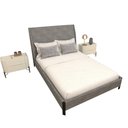 Ver imagem 2 de Cama Casal Estofada com Cabeceira e 2 Mesas de Cabeceira Mdf Cor:linho Lincoln Níquel com Luna