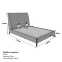 Ver imagem 3 de Cama Casal Estofada com Cabeceira e 2 Mesas de Cabeceira Mdf Cor:linho Lincoln Níquel com Luna