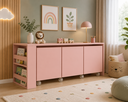Ver imagem 2 de Mesa Organizador Infantil com Estante de Livros e Rodízios de Silicone Sal Rosa