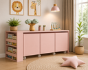 Ver imagem 1 de Mesa Organizador Infantil com Estante de Livros e Rodízios de Silicone Sal Rosa