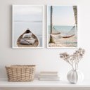 Ver imagem 2 de Kit 2 Quadros Fotografias Praia Soft Serenidade 24x18cm:madeira Preta
