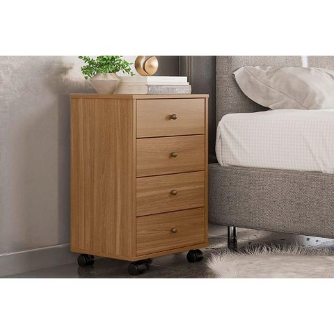 Mesa Cabeceira Casal Presence c/ 4 Gavetas Amêndola Touch - Demóbile