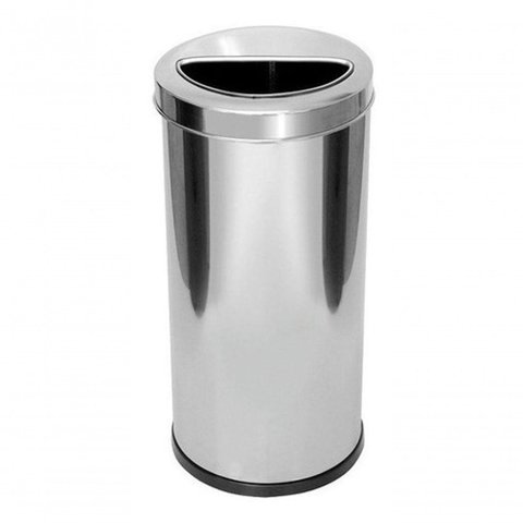 Lixeira Inox 30 Litros com Aro Meia Lua