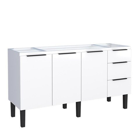 Gabinete de Aço Para Pia 160cm 3 Portas 3 Gavetas Jupter Cozimax Branco