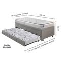 Ver imagem 2 de Bicama Box Baú Solteiro Courino Linho Cinza 88x188 com Colchão Hanover Molas Ensacadas Inducol