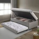 Ver imagem 3 de Bicama Box Baú Solteiro Courino Linho Cinza 88x188 com Colchão Hanover Molas Ensacadas Inducol