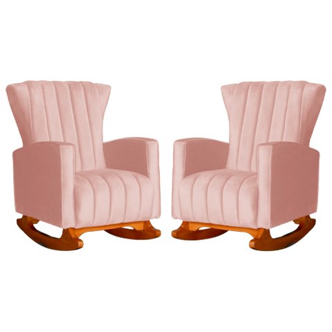 Kit 2 Poltrona Decorativa Melinda Balanço Veludo Rosa - Fm
