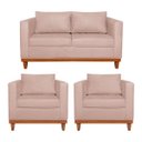 Ver imagem 1 de Kit Sofá 3 Lugares e 2 Poltronas Europa 180 cm Estilo Conforto e Elegância Suede - Doce Sonho