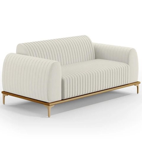 Sofá 150cm 2 Lugares Base Gold Molino D06 Linho C-367 Cru - Mpozenato