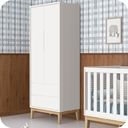 Ver imagem 3 de Quarto de Bebê Berço Evolution + Guarda Roupa 2 Portas Classic Branco Madeira Natural