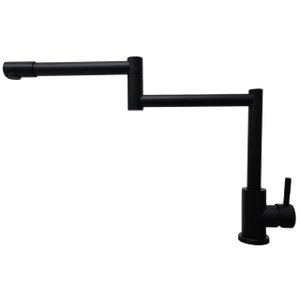 Torneira Monocomando Inox Articulada Preta 360º Bancada 1/4