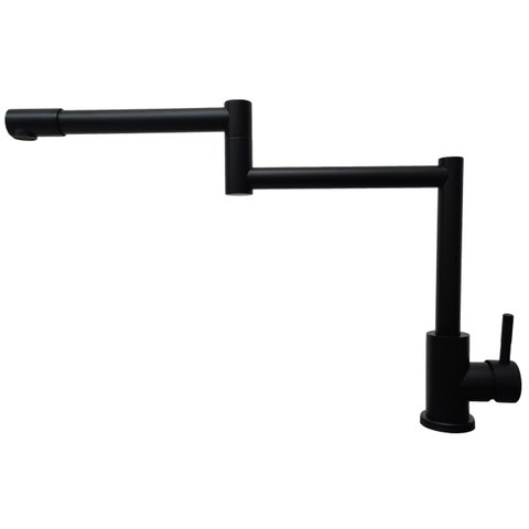 Torneira Monocomando Inox Articulada Preta 360º Bancada 1/4
