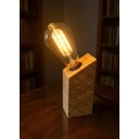 Ver imagem 3 de Luminária de Mesa Inclinada Artesanal em Madeira Maciça ,com Entalhes ,127V, Designer Industrial