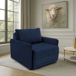 Poltrona Cama Reclinável Retrátil Viena Veludo Azul Escuro - Loja Sheep - 2