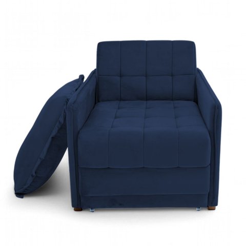 Poltrona Cama Reclinável Retrátil Viena Veludo Azul Escuro - Loja Sheep