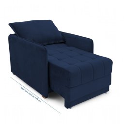 Poltrona Cama Reclinável Retrátil Viena Veludo Azul Escuro - Loja Sheep - 7